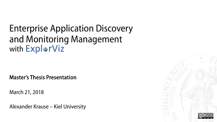 enterprise application discovery and monitoring management