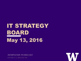 IT STRATEGY  BOARD  May 13, 2016  AGENDA &gt; Call to Order &gt; Research Computing  Network