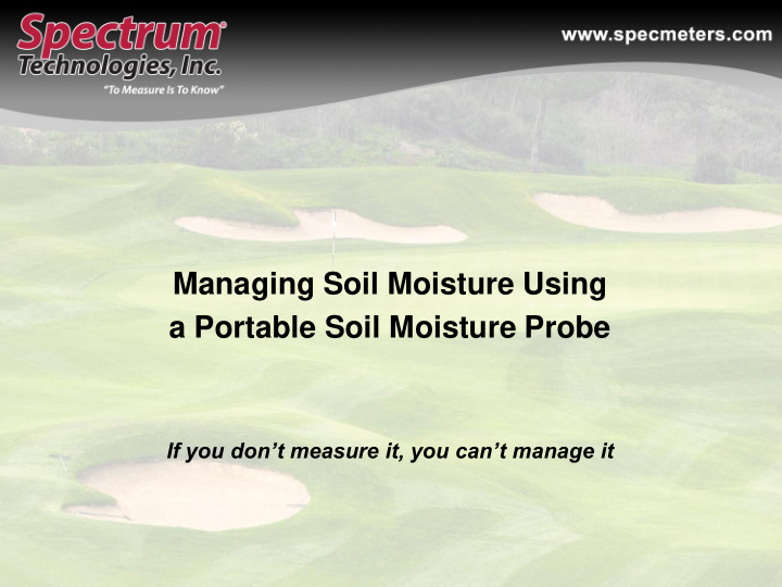 managing soil moisture using