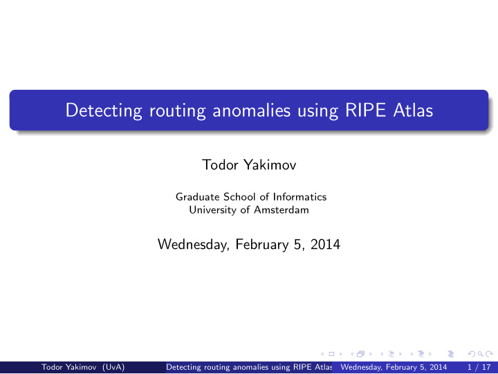 detecting routing anomalies using ripe atlas