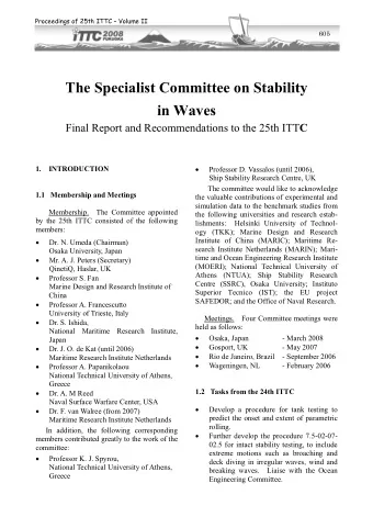The Specialist Committee on Stability  in Waves Final Report and Recommendations to the 25th ITT C