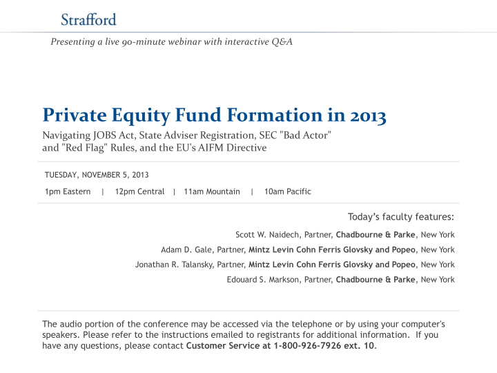 private equity fund formation in 2013