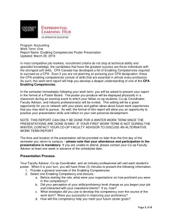 Presentation Process Your Faculty Advisor, Co- op Coordinator, and an industry professional will