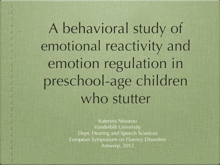 a behavioral study of emotional reactivity and emotion