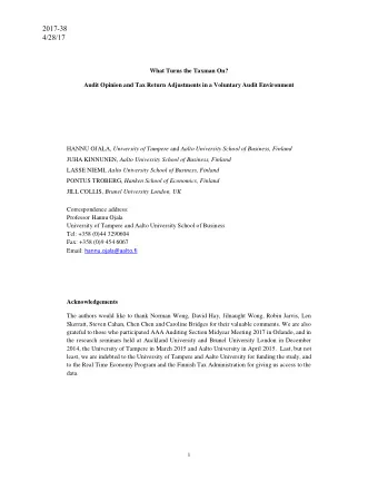 2017-38  4/28/17  What Turns the Taxman On?  Audit Opinion and Tax Return Adjustments in a