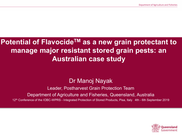 potential of flavocide tm as a new grain protectant to