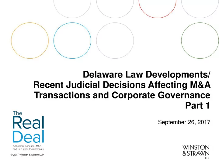 delaware law developments recent judicial decisions