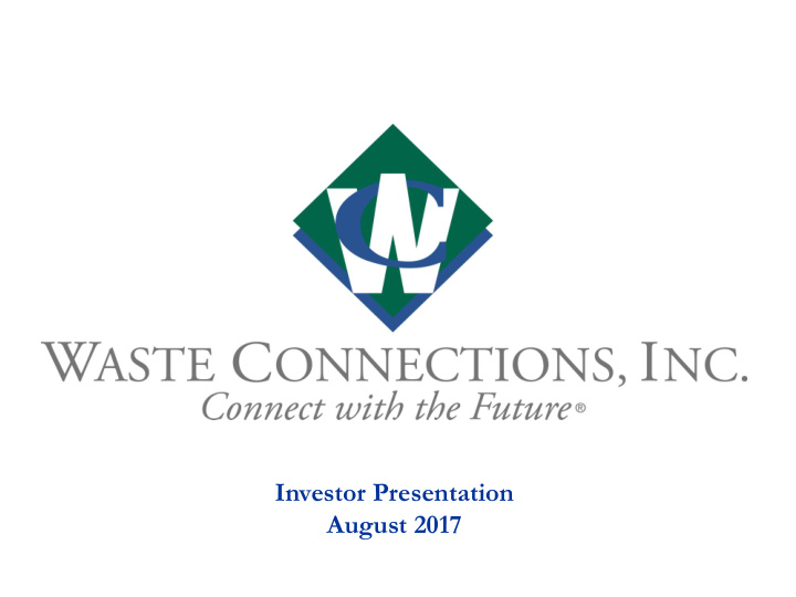 investor presentation august 2017 safe harbors statement