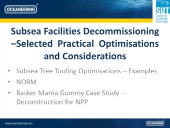 Subsea Facilities Decommissioning  Selected  Practical  Optimisations and Considerations
