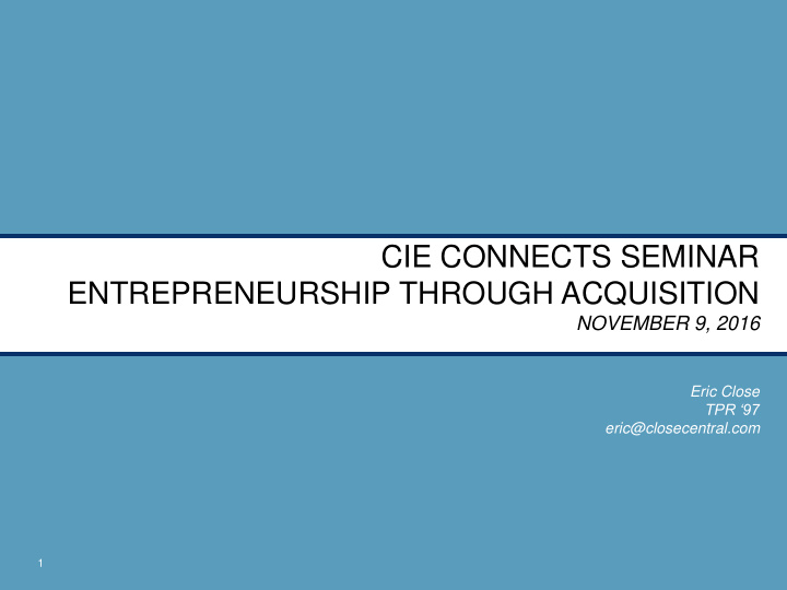 entrepreneurship through acquisition