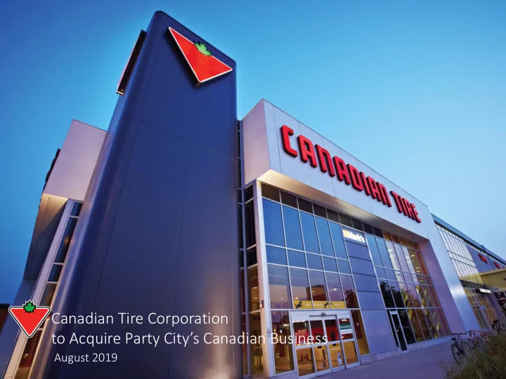 canadian tire corporation to acquire party city s