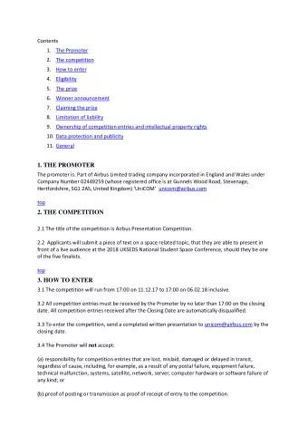 1. THE PROMOTER  The promoter is: Part of Airbus Limited trading company incorporated in England
