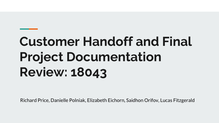 customer handoff and final project documentation review