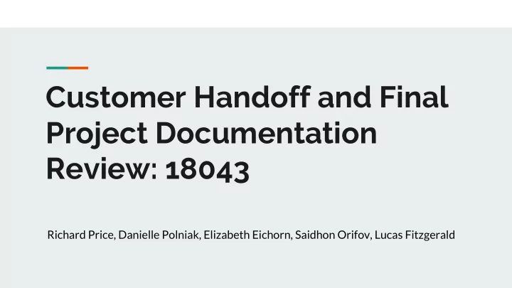 customer handoff and final project documentation review