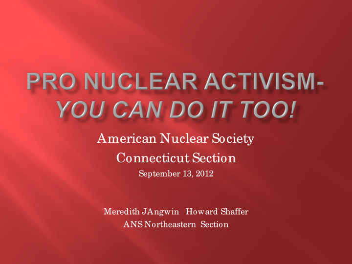 american nuclear society connecticut section