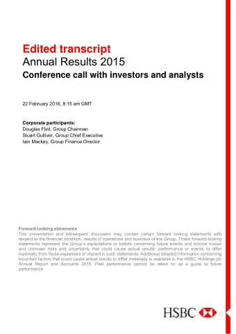 Edited transcript  Annual Results 2015 Conference call with investors and analysts  22 February