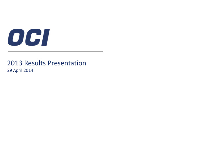 2013 results presentation