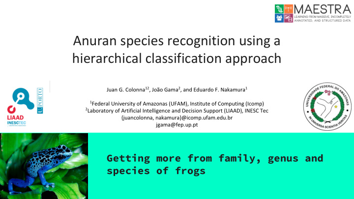 anuran species recognition using a hierarchical