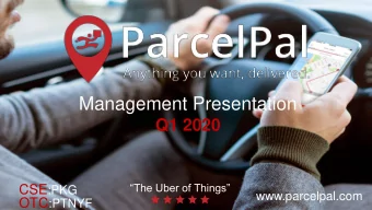 Management Presentation  Q1 2020  The Uber of Things CSE :PKG  www.parcelpal.com  CSE: PKG