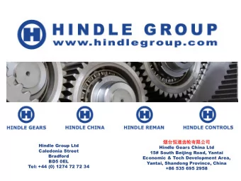 Hindle Group Ltd  Hindle Gears China Ltd  Caledonia Street  15#