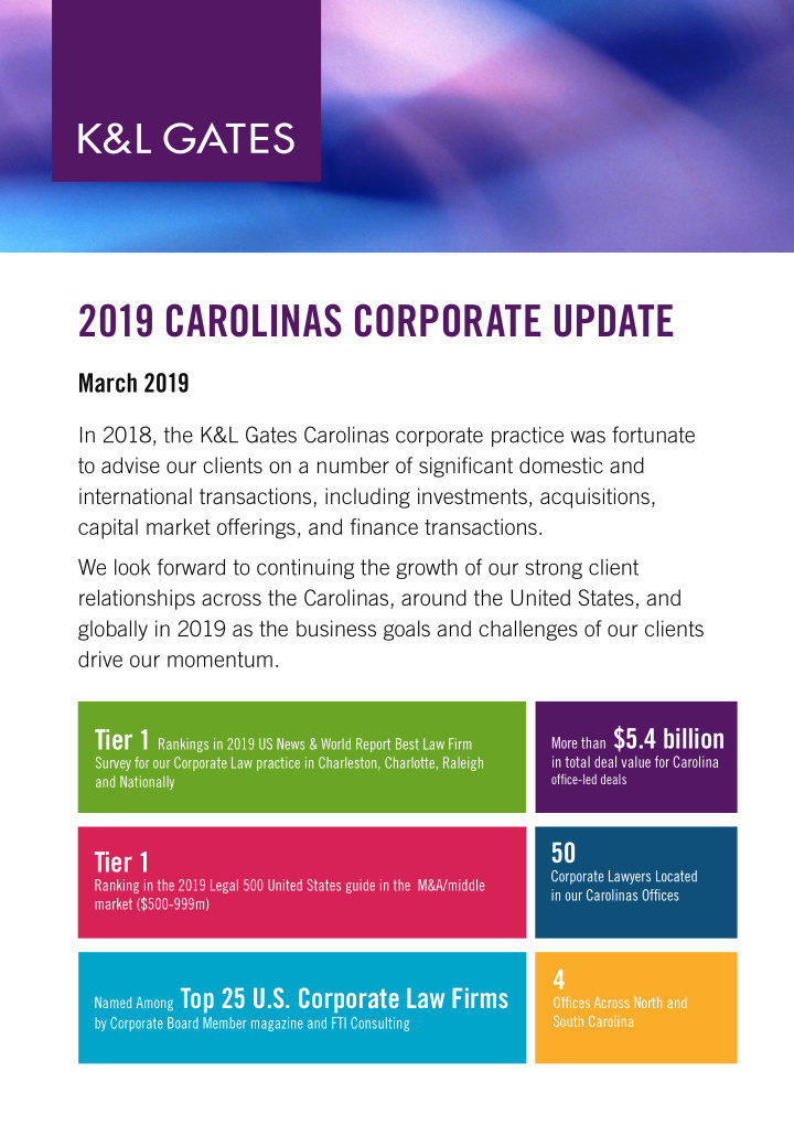 2019 carolinas corporate update