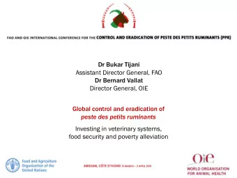 Dr Bernard Vallat  Director General, OIE  Global control and eradication of  peste des petits