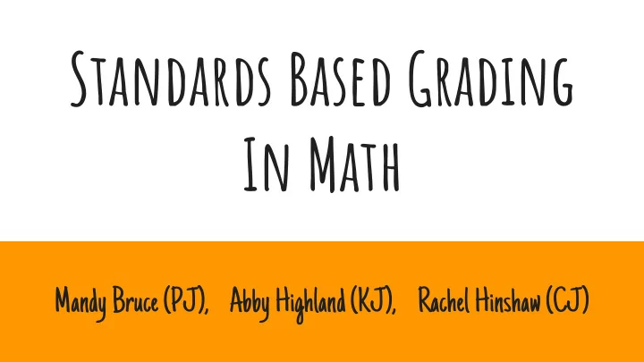 standards based grading in math