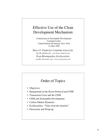 Effective Use of the Clean  Development Mechanism  Commission on Sustainable Development  Learning