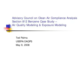 Advisory Council on Clean Air Compliance Analysis  Section 812 Benzene Case Study   Air Quality