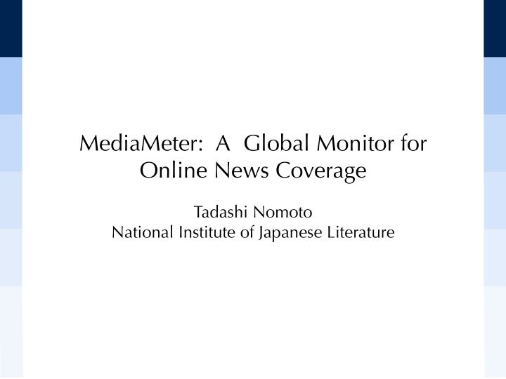 mediameter a global monitor for online news coverage