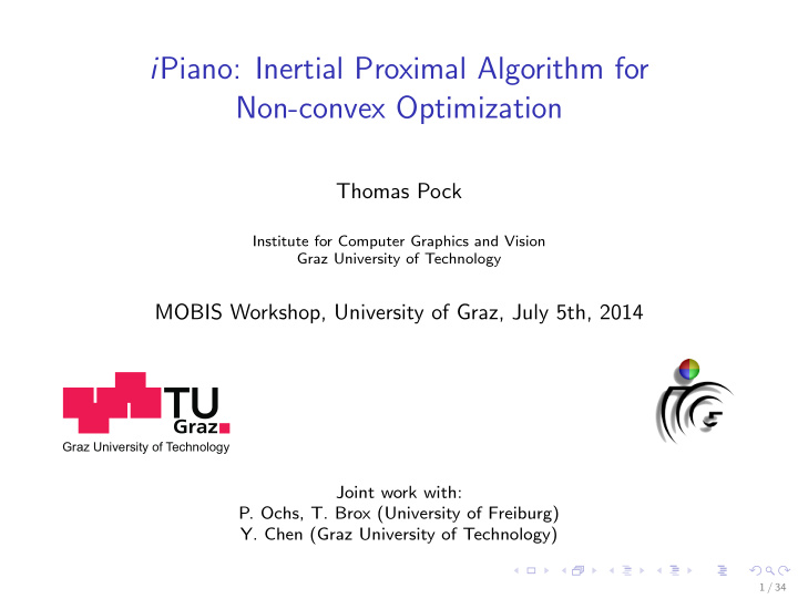 i piano inertial proximal algorithm for non convex
