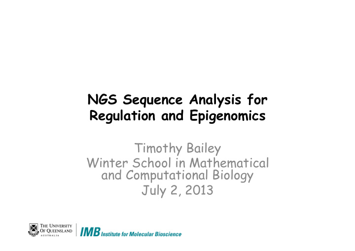 ngs sequence analysis for regulation and epigenomics