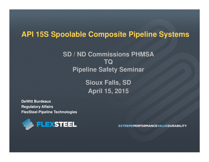 api 15s spoolable composite pipeline systems