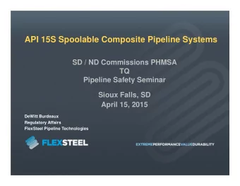 API 15S Spoolable Composite Pipeline Systems  SD / ND Commissions PHMSA  TQ  Pipeline Safety