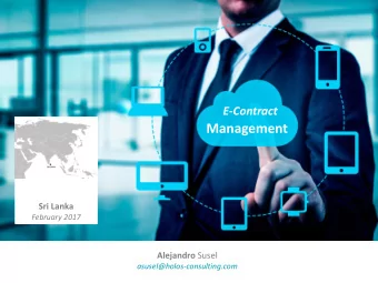 Management  Sri Lanka  February 2017 Alejandro Susel  asusel@holos-consulting.com A small big