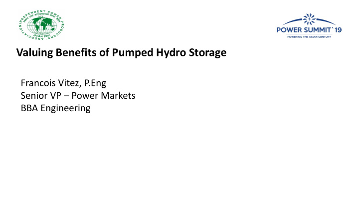 valuing benefits of pumped hydro storage