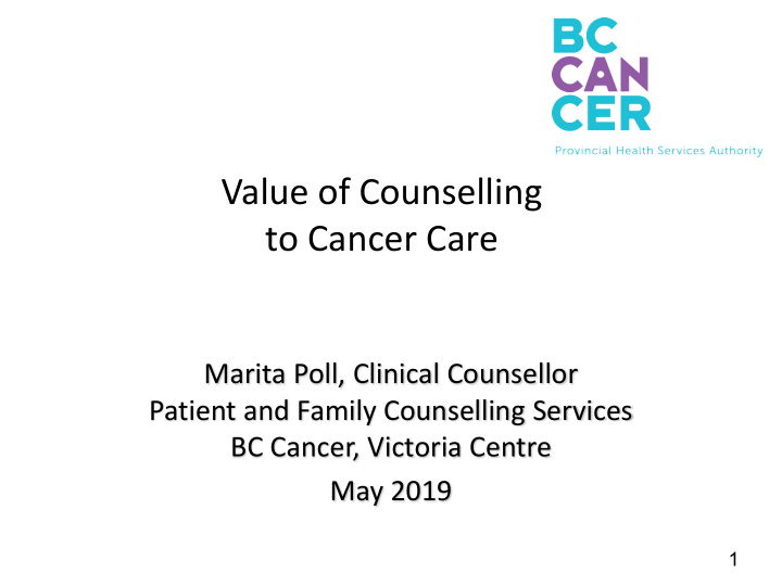 value of counselling to cancer care