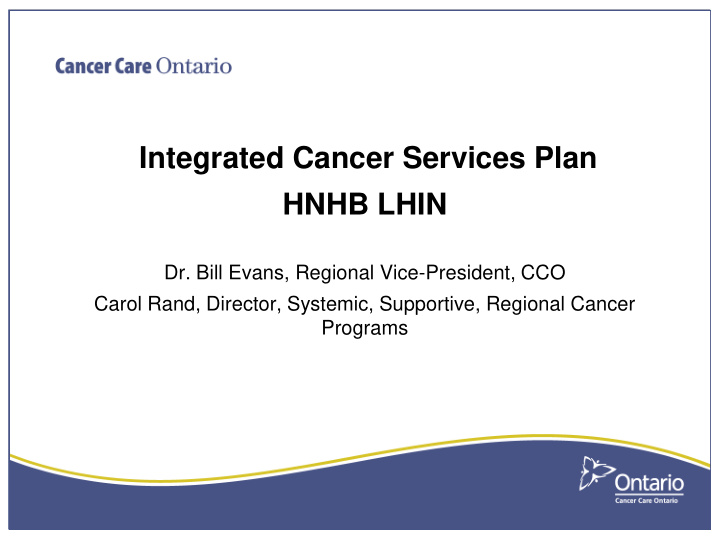 integrated cancer services plan