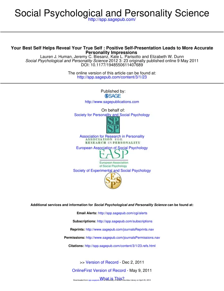 social psychological and personality science