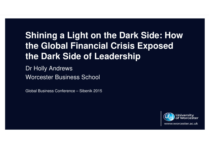 shining a light on the dark side how the global financial