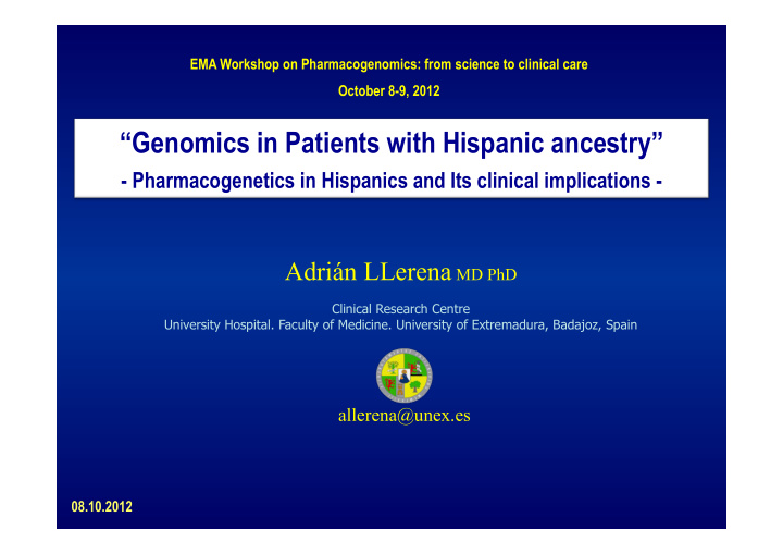 genomics in patients with hispanic ancestry
