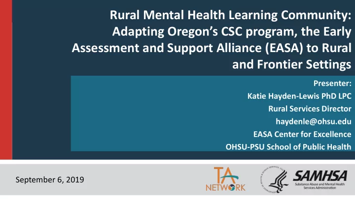 rural mental health learning community
