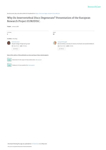 Why Do Intervertebral Discs Degenerate? Presentation of the European  Research Project EURODISC.