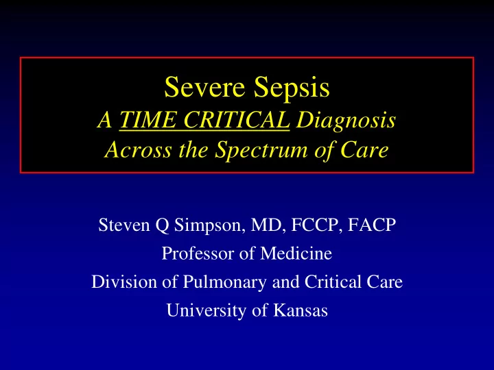 severe sepsis