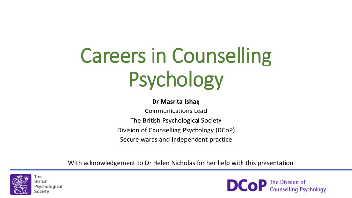 careers in counselling