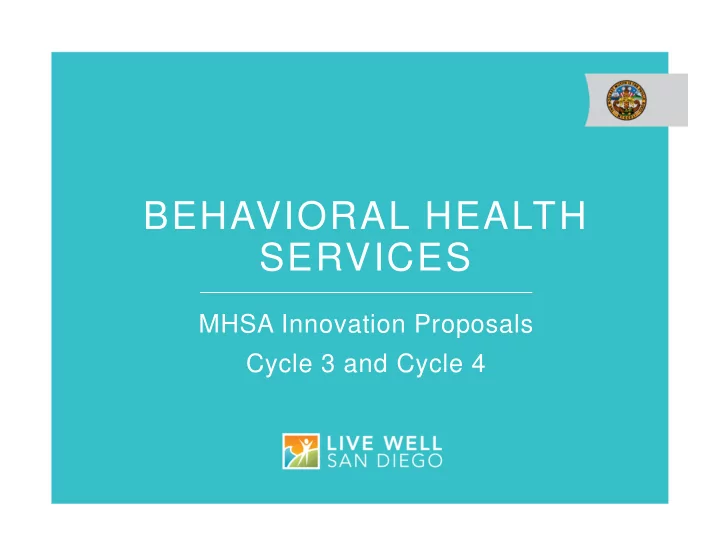 behavioral health services