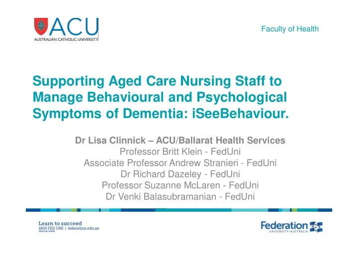supporting aged care nursing staff to manage behavioural