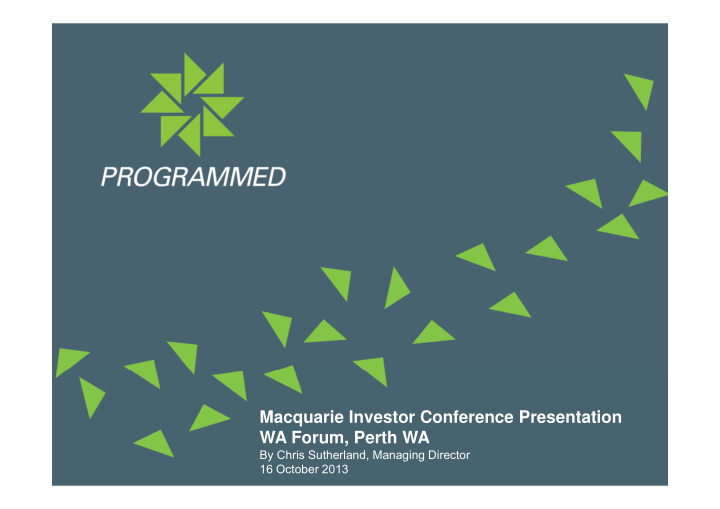 macquarie investor conference presentation wa forum perth