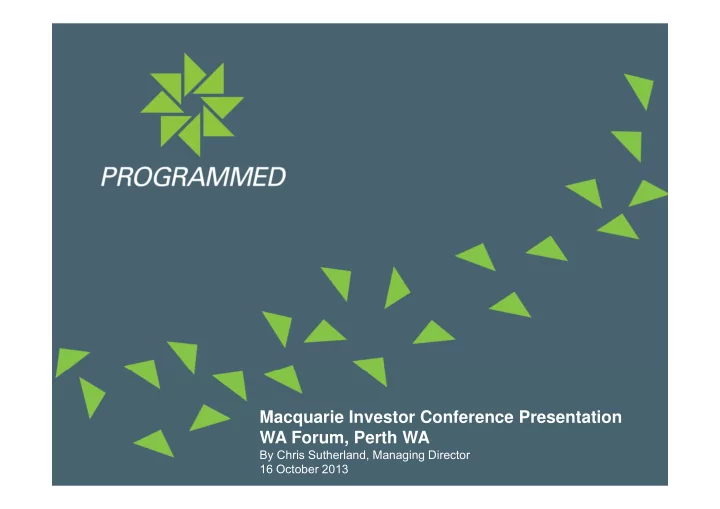 macquarie investor conference presentation wa forum perth