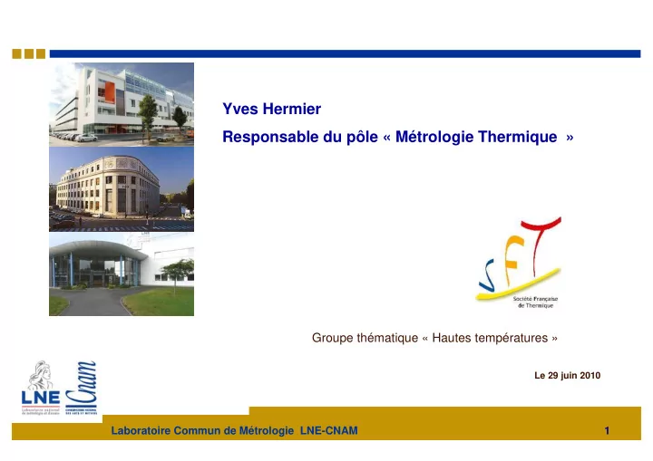 yves hermier responsable du p le m trologie thermique